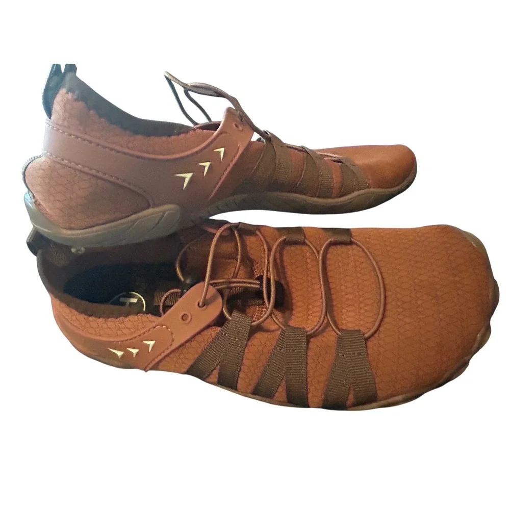 HF Barefoot Minimalist Trail Running Shoes Brown Tan Wide Toe Box Mens Womens - Picture 2 of 9